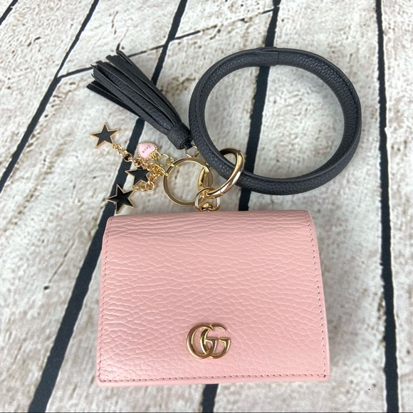 Gucci Marmont pink leather small wallet wristlet keychain - Picture 13 of 15